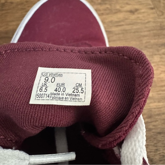 Vans Burgundy Sneakers with White Accents - Picture 6 of 6